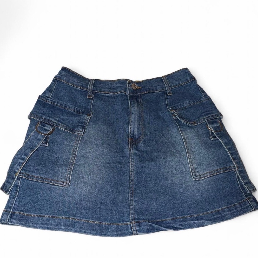Denim Mini Skirt with Pockets